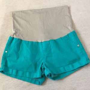Turquoise Maternity Short Shorts